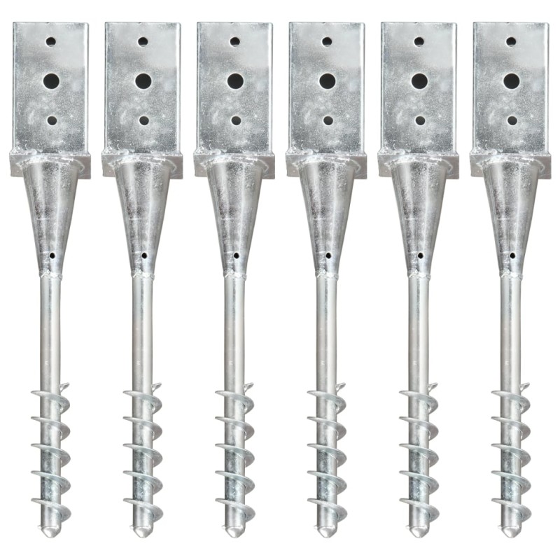 Picchetti di Terra 6 pz Argento 8x8x57 cm in Acciaio Zincato Picchetti di Terra 6 pz Argento 8x8x57 cm in Acciaio Zincato
