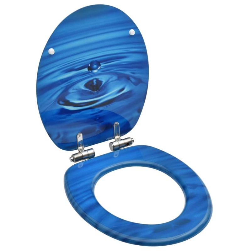 Tavoletta WC a Chiusura Ammortizzata in MDF Blu Goccia d'Acqua Tavoletta WC a Chiusura Ammortizzata in MDF Blu Goccia d'Acqua
