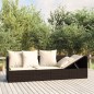 vidaXL Lettino Prendisole da Esterno con Cuscini Marrone in Polyrattan vidaXL Lettino Prendisole da Esterno con Cuscini Marrone in Polyrattan