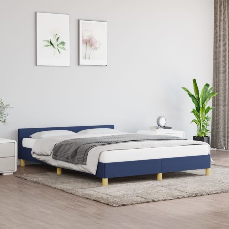 vidaXL Giroletto con Testiera senza Materasso Blu 140x200 cm Tessuto