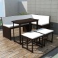 vidaXL Set da Giardino 5 pz Pieghevole in Acciaio e Polyrattan Marrone vidaXL Set da Giardino 5 pz Pieghevole in Acciaio e Polyrattan Marrone