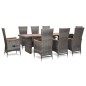 vidaXL Set da Pranzo da Giardino 9 pz con Cuscini in Polyrattan Grigio  