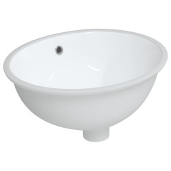 vidaXL Lavandino da Bagno Bianco 43x35x19 cm Ovale in Ceramica