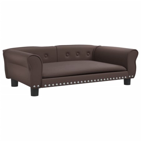 vidaXL Lettino per Cani Marrone 95x55x30 cm in Similpelle