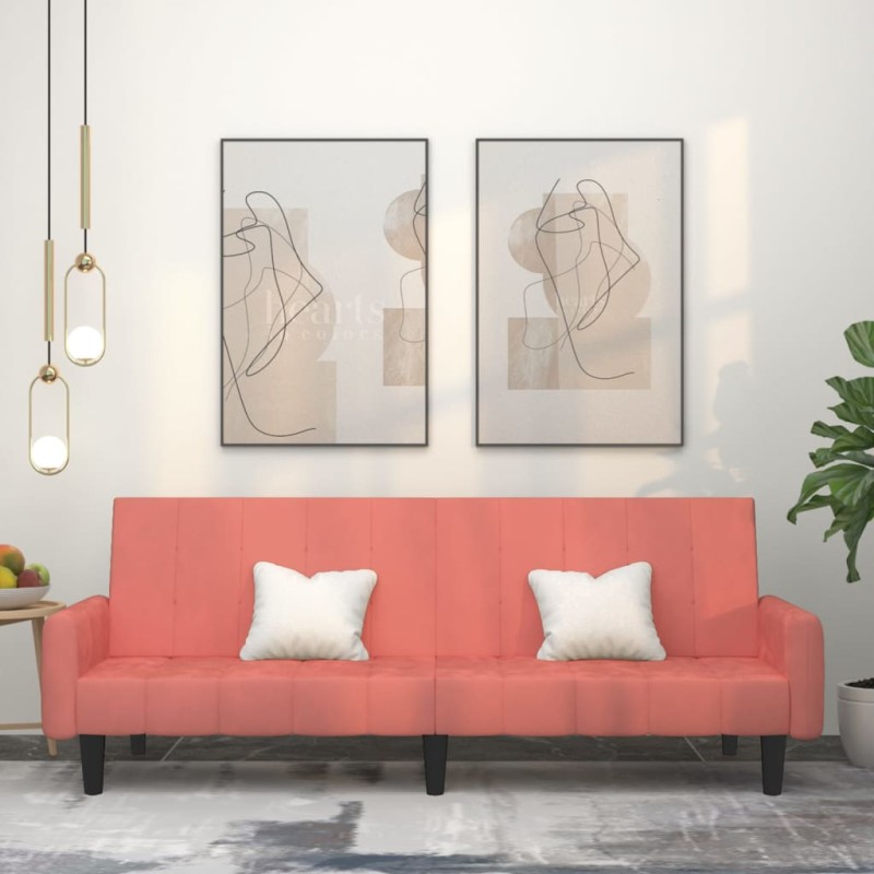 vidaXL Divano Letto a 2 Posti Rosa in Velluto vidaXL Divano Letto a 2 Posti Rosa in Velluto