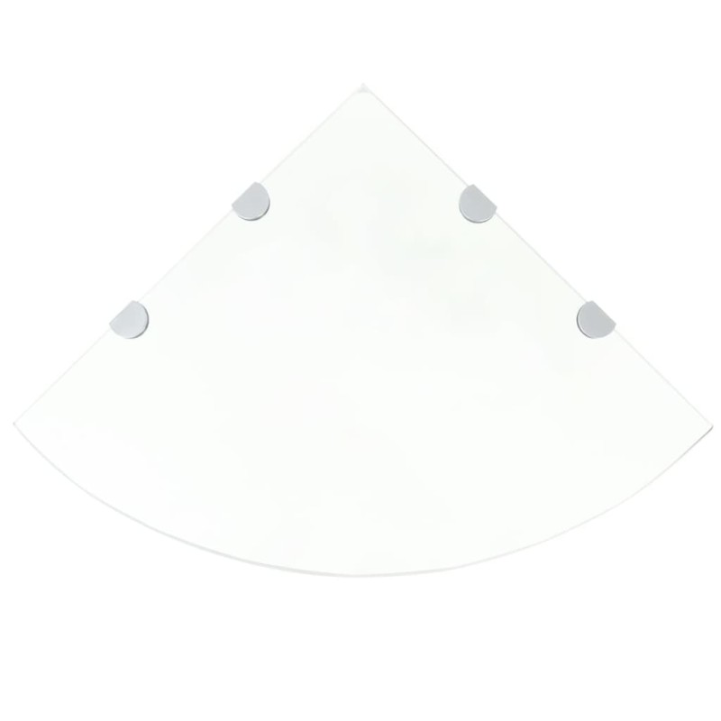 Scaffali Angolari 2 pz Supporti Cromati e Vetro Chiaro 45x45 cm Scaffali Angolari 2 pz Supporti Cromati e Vetro Chiaro 45x45 cm