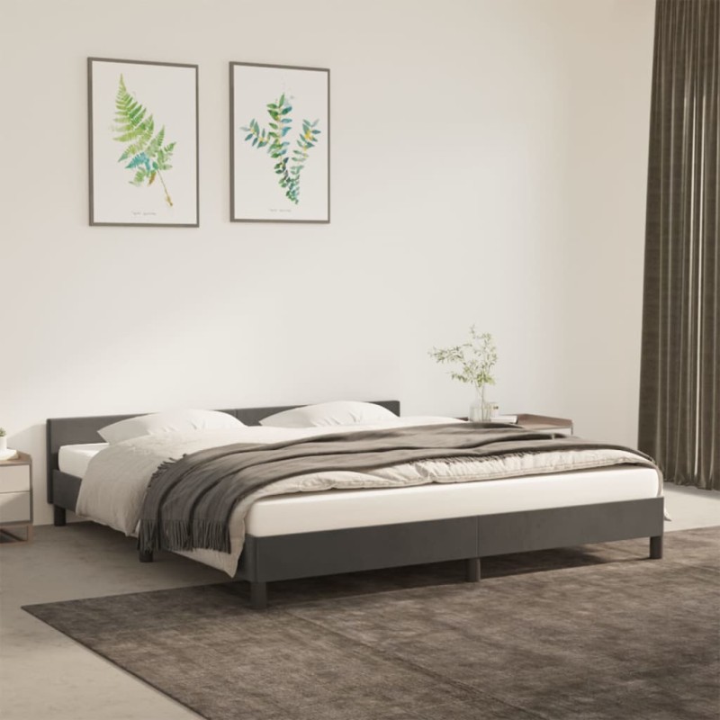 vidaXL Giroletto senza Materasso Grigio Scuro 160x200 cm Velluto vidaXL Giroletto senza Materasso Grigio Scuro 160x200 cm Velluto