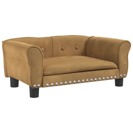 vidaXL Lettino per Cani Marrone 70x45x30 cm in Velluto