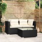 vidaXL Set Divani da Giardino 3 pz con Cuscini Nero in Polyrattan vidaXL Set Divani da Giardino 3 pz con Cuscini Nero in Polyrattan
