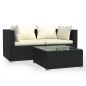 vidaXL Set Divani da Giardino 3 pz con Cuscini Nero in Polyrattan vidaXL Set Divani da Giardino 3 pz con Cuscini Nero in Polyrattan