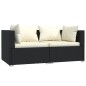 vidaXL Set Divani da Giardino 3 pz con Cuscini Nero in Polyrattan vidaXL Set Divani da Giardino 3 pz con Cuscini Nero in Polyrattan