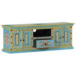 vidaXL Mobile Porta TV Blu 110x30x40 cm in Legno Massello di Mango