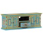 vidaXL Mobile Porta TV Blu 110x30x40 cm in Legno Massello di Mango