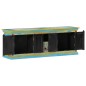 vidaXL Mobile Porta TV Blu 110x30x40 cm in Legno Massello di Mango