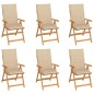 vidaXL Sedie da Giardino 6 pz con Cuscini Beige in Massello di Teak vidaXL Sedie da Giardino 6 pz con Cuscini Beige in Massello di Teak