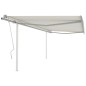 Tenda da Sole Retrattile Manuale con Pali 4,5x3,5 m Crema Tenda da Sole Retrattile Manuale con Pali 4,5x3,5 m Crema