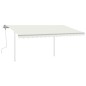 Tenda da Sole Retrattile Manuale con Pali 4,5x3,5 m Crema Tenda da Sole Retrattile Manuale con Pali 4,5x3,5 m Crema