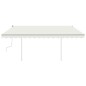Tenda da Sole Retrattile Manuale con Pali 4,5x3,5 m Crema Tenda da Sole Retrattile Manuale con Pali 4,5x3,5 m Crema