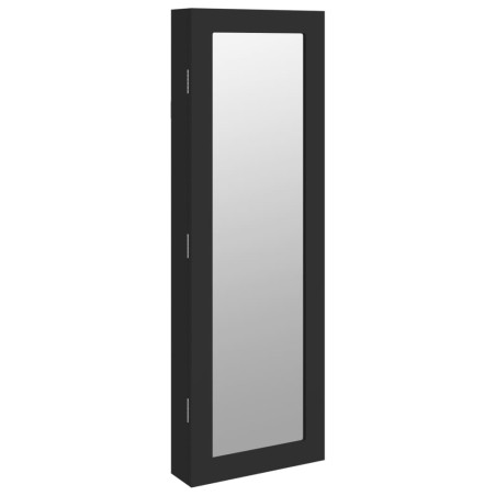 vidaXL Armadio Portagioie con Specchio a Muro Nero 30x8,5x90 cm