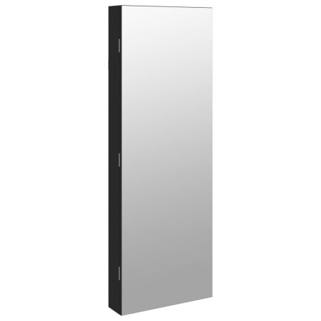 vidaXL Armadio Portagioie a Specchio con Luci LED a Parete Nero