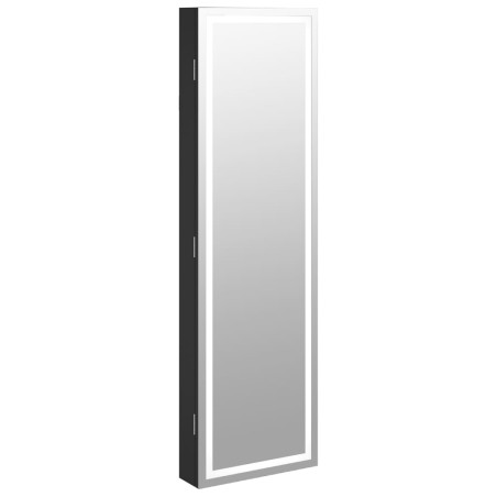 vidaXL Armadio Portagioie a Specchio con Luci LED a Parete Nero