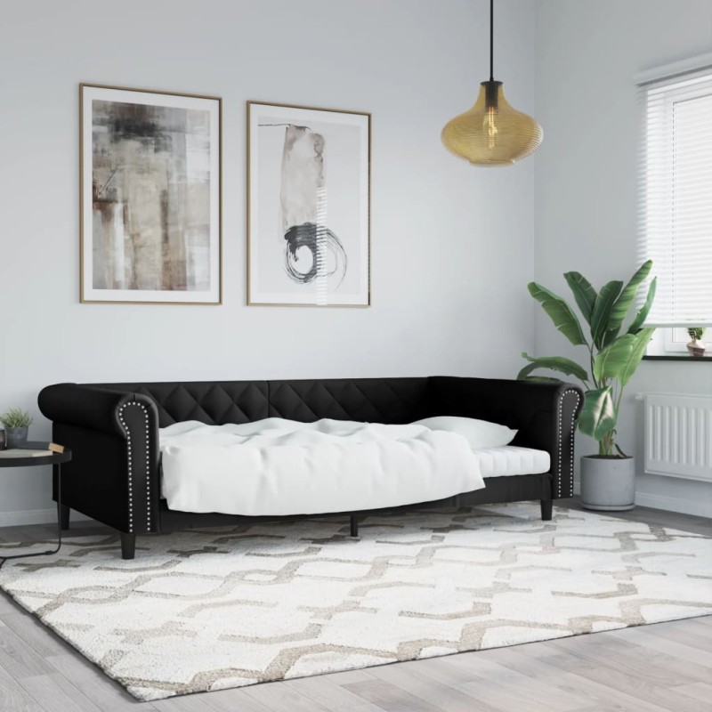 vidaXL Letto da Giorno Nero 100x200 cm in Similpelle vidaXL Letto da Giorno Nero 100x200 cm in Similpelle