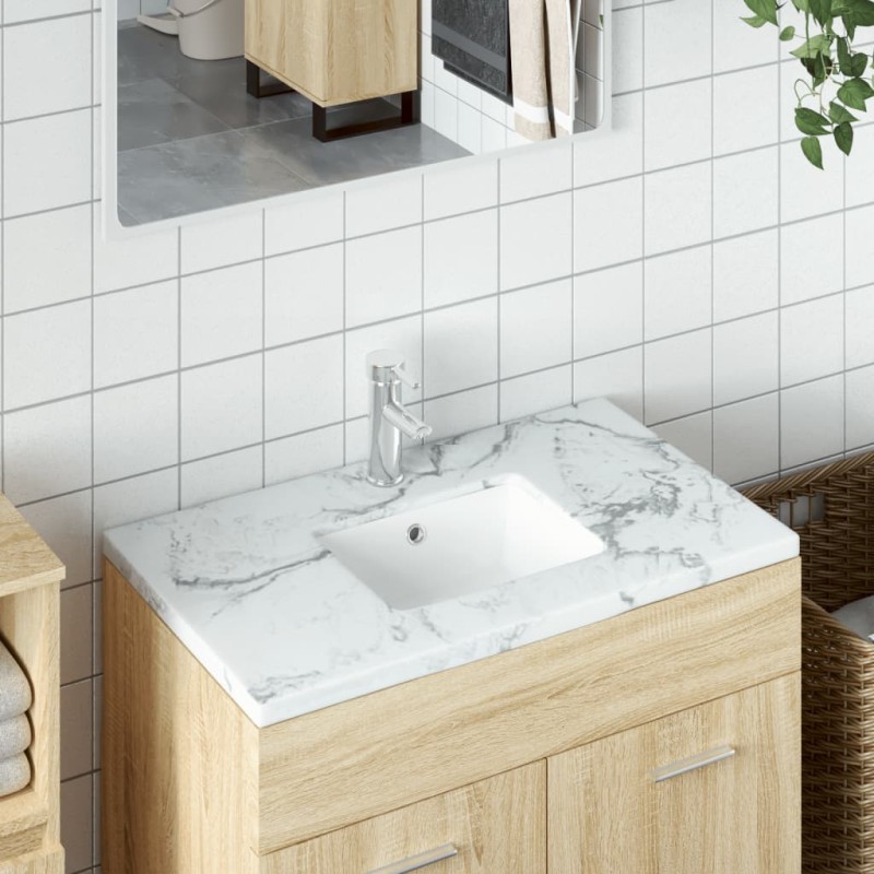 vidaXL Lavandino da Bagno Bianco 39x30x18,5 cm Rettangolare Ceramica vidaXL Lavandino da Bagno Bianco 39x30x18,5 cm Rettangolare Ceramica