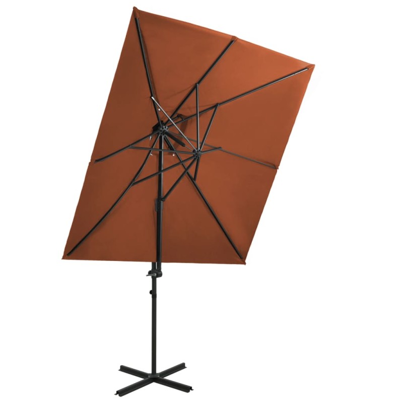 Ombrellone a Sbalzo con Doppia Copertura 250x250 cm Terracotta Ombrellone a Sbalzo con Doppia Copertura 250x250 cm Terracotta