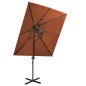 Ombrellone a Sbalzo con Doppia Copertura 250x250 cm Terracotta Ombrellone a Sbalzo con Doppia Copertura 250x250 cm Terracotta