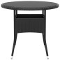 Tavolo da Giardino Ø80x75 cm Vetro Temperato e Polyrattan Nero Tavolo da Giardino Ø80x75 cm Vetro Temperato e Polyrattan Nero