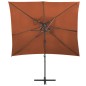 Ombrellone a Sbalzo con Doppia Copertura 250x250 cm Terracotta Ombrellone a Sbalzo con Doppia Copertura 250x250 cm Terracotta