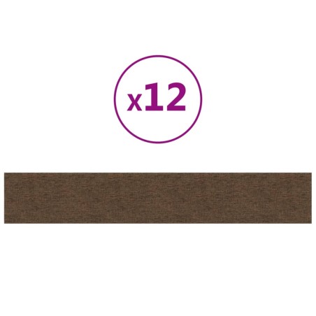 vidaXL Pannelli Murali 12 pz Marroni 90x15 cm Tessuto 1,62 m²