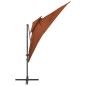 Ombrellone a Sbalzo con Doppia Copertura 250x250 cm Terracotta Ombrellone a Sbalzo con Doppia Copertura 250x250 cm Terracotta