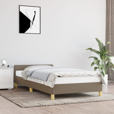 vidaXL Giroletto con Testiera senza Materasso Tortora 80x200cm Tessuto