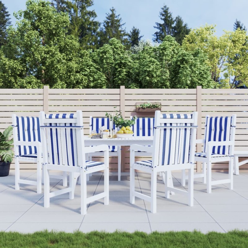 vidaXL Cuscini Sedia Schienale Basso 6pz Strisce Bianche e Blu Tessuto vidaXL Cuscini Sedia Schienale Basso 6pz Strisce Bianche e Blu Tessuto