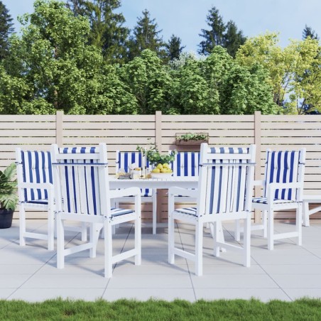 vidaXL Cuscini Sedia Schienale Basso 6pz Strisce Bianche e Blu Tessuto