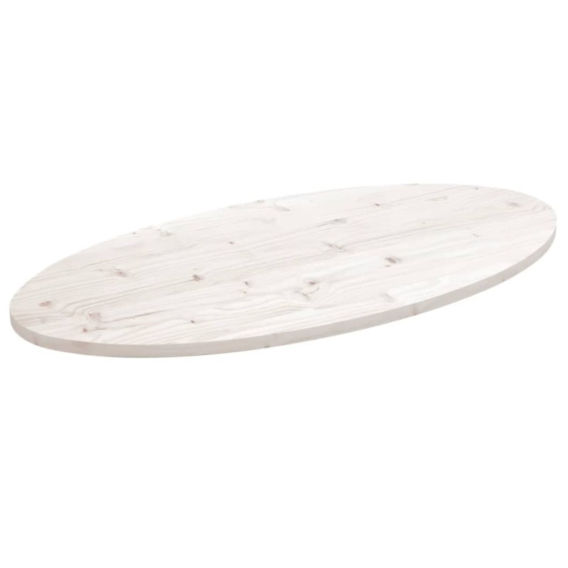 vidaXL Piano Tavolo Bianco 90x45x2,5cm in Legno Massello di Pino Ovale vidaXL Piano Tavolo Bianco 90x45x2,5cm in Legno Massello di Pino Ovale