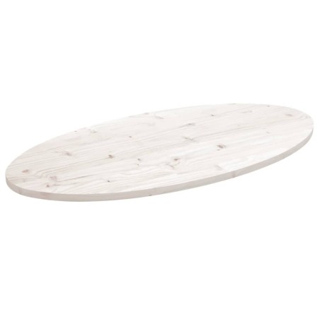 vidaXL Piano Tavolo Bianco 90x45x2,5cm in Legno Massello di Pino Ovale