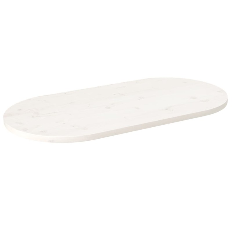 vidaXL Piano Tavolo Bianco 100x50x2,5 cm Legno Massello di Pino Ovale vidaXL Piano Tavolo Bianco 100x50x2,5 cm Legno Massello di Pino Ovale