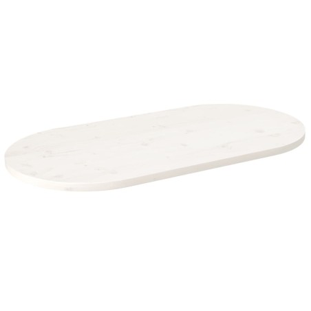 vidaXL Piano Tavolo Bianco 100x50x2,5 cm Legno Massello di Pino Ovale