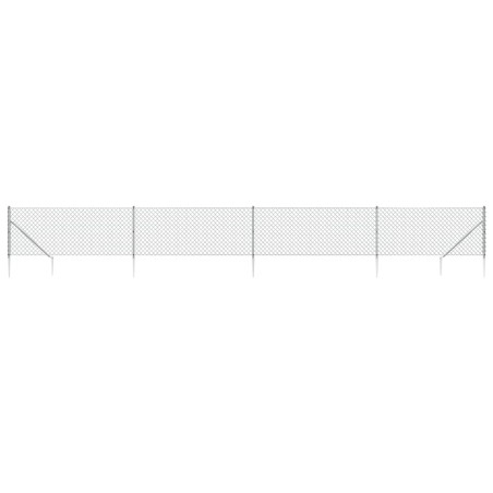 vidaXL Recinzione a Rete con Picchetti Ancoraggio Argento 1,1x10 m