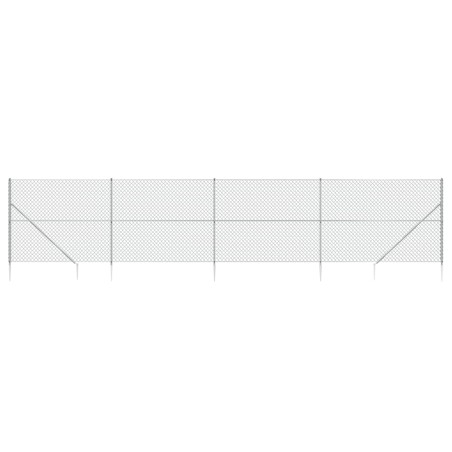 vidaXL Recinzione a Rete con Picchetti Ancoraggio Argento 1,8x10 m