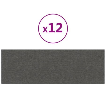 vidaXL Pannelli Murali 12 pz Grigio Scuro 90x30 cm Tessuto 3,24 m²