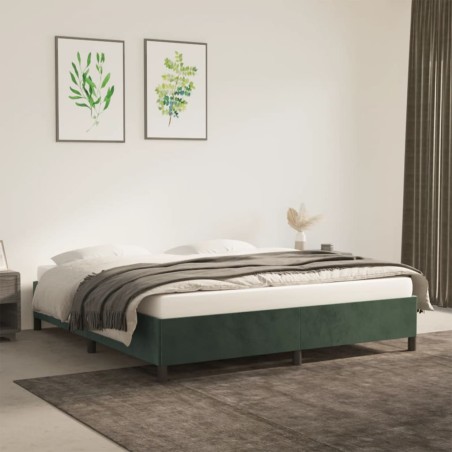 vidaXL Giroletto senza Materasso Verde Scuro 180x200 cm in Velluto