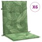 vidaXL Cuscini per Sedia Schienale Basso 6 pz Motivo Foglie in Tessuto vidaXL Cuscini per Sedia Schienale Basso 6 pz Motivo Foglie in Tessuto