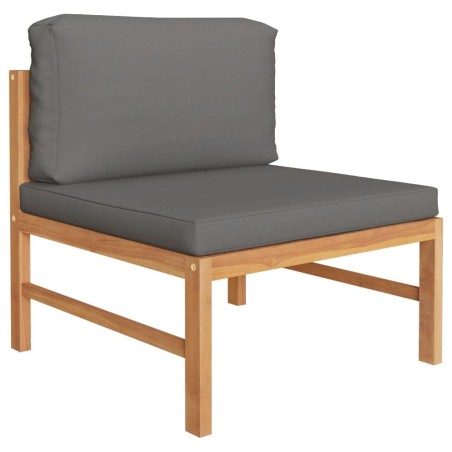 vidaXL Set Divani Giardino 2 pz Cuscini Grigio Scuro in Legno di Teak