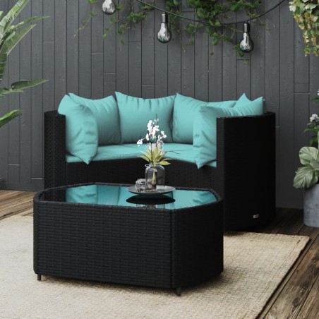 vidaXL Set Divani da Giardino 4 pz con Cuscini Nero in Polyrattan