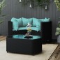 vidaXL Set Divani da Giardino 4 pz con Cuscini Nero in Polyrattan