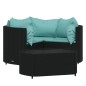 vidaXL Set Divani da Giardino 4 pz con Cuscini Nero in Polyrattan