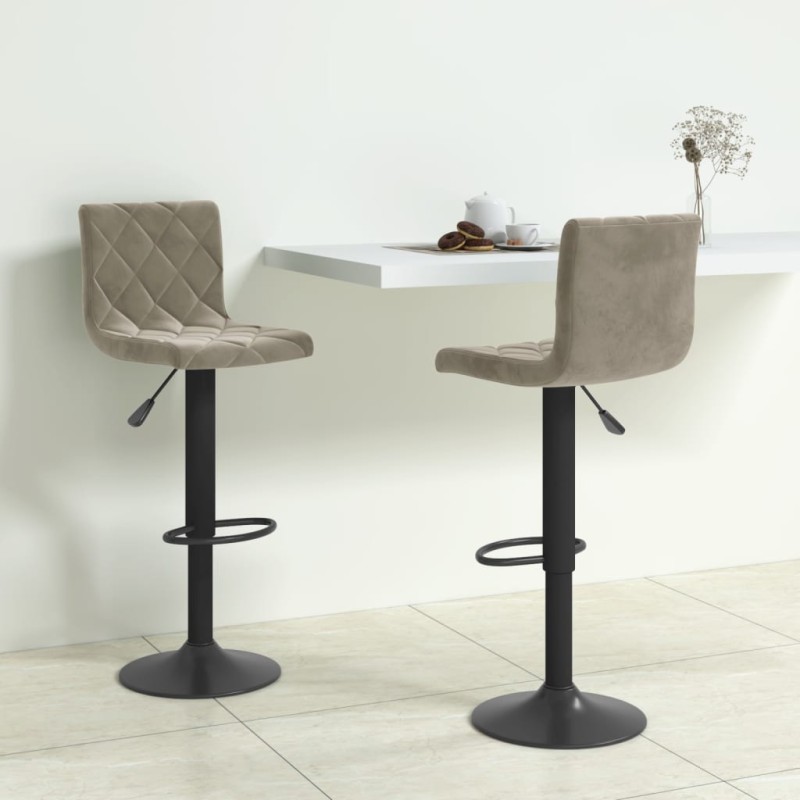 vidaXL Sgabelli da Bar 2 pz Grigio Chiaro in Velluto vidaXL Sgabelli da Bar 2 pz Grigio Chiaro in Velluto